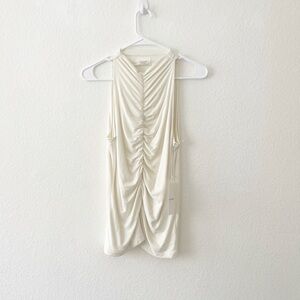 NWT RG Kane‎ Cream Ruched Sleeveless Blouse Medium